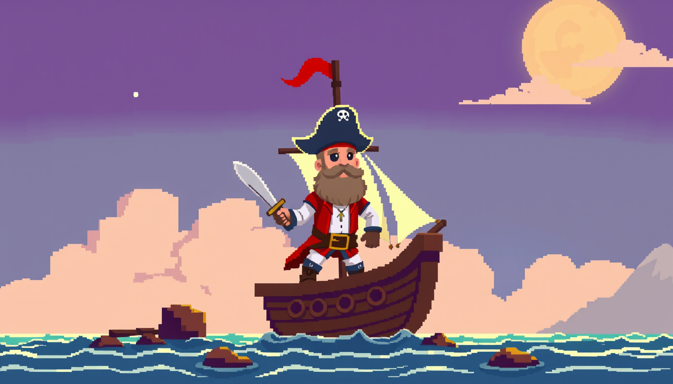 Main art studio: make me an image of a 2d pirate for a simple game 16 bits