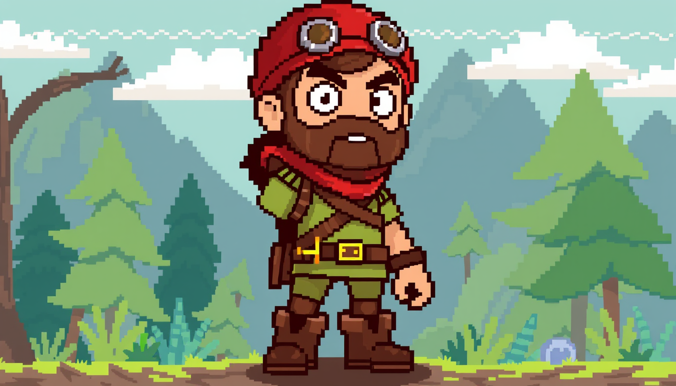 Main art studio: pixel art adventurer character