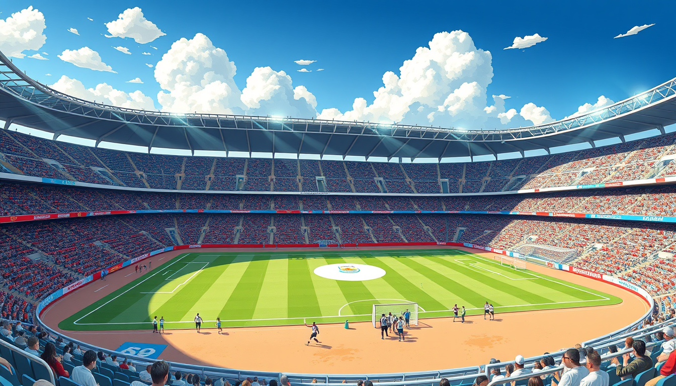 Main art studio: Fondo futbolero Kawai con tema de argentina ponde fondo un estadio animado