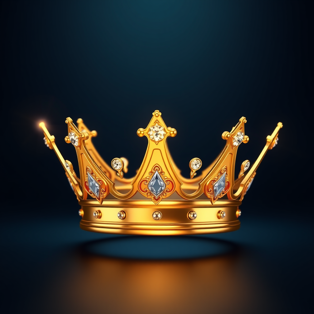 Main art studio: Luxury 3D golden crown virtual gift for a premium voice party app, elegant metallic gold, sparkling diamonds, glowing luxury aura, cinematic lighting,