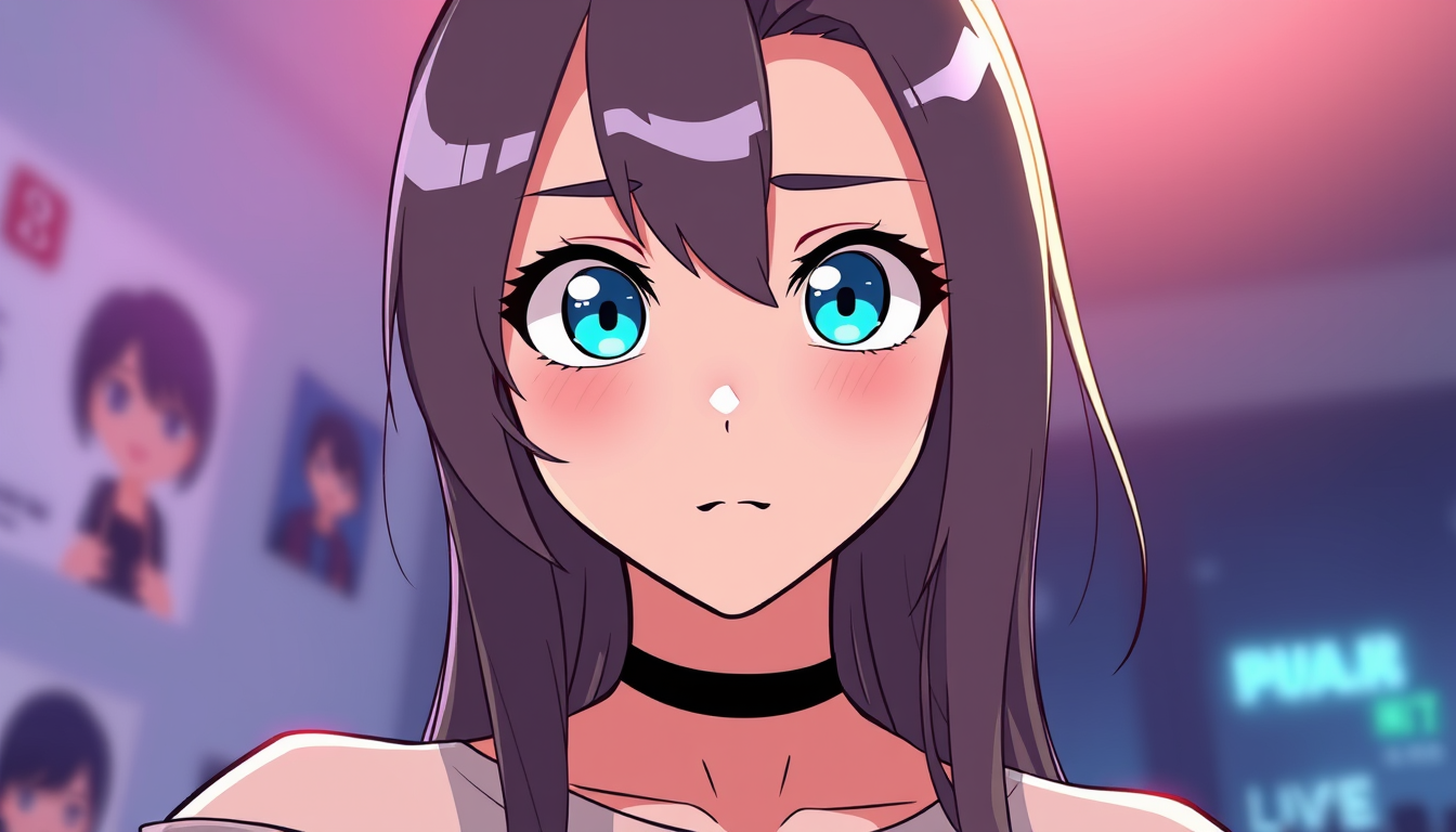 Main art studio: vtuber avatar, anime style, expressive eyes, soft rim light