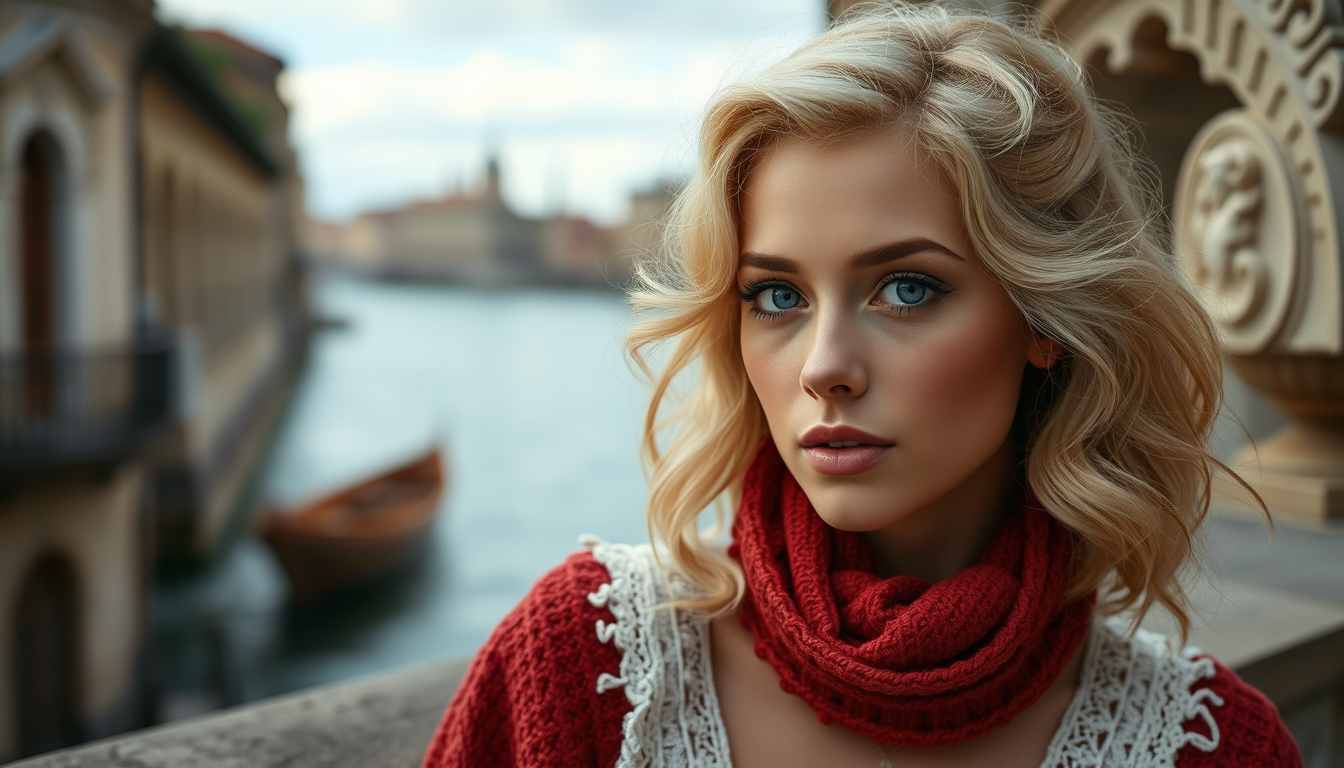 Main art studio: Une femme de l'époque blonde très claire et sa peau de la mm couleur que ses cheveux yeux bleus un duvet rose . une femme rêveuse , naïve et spontané