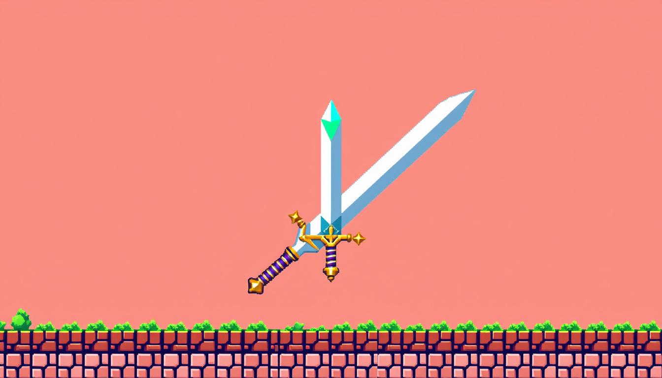 Sprite idea created from the prompt: pixel art game sprite, clean pixel grid, retro 16-bit palette, Diamond Sword , game-ready sprite sheet