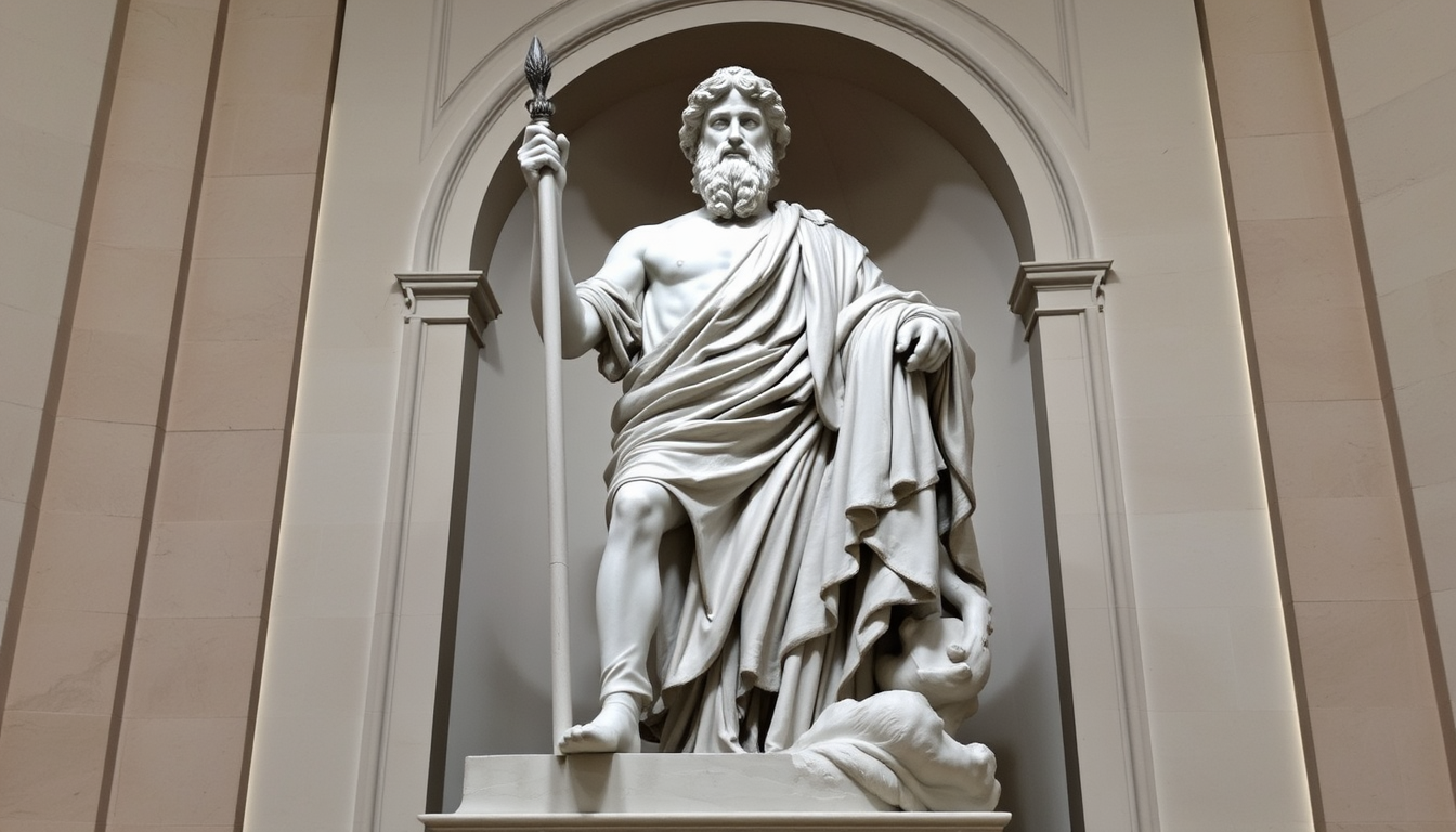 Main art studio: Una estàtua estil Bernini que representi la figura bíblica d'Abraham .