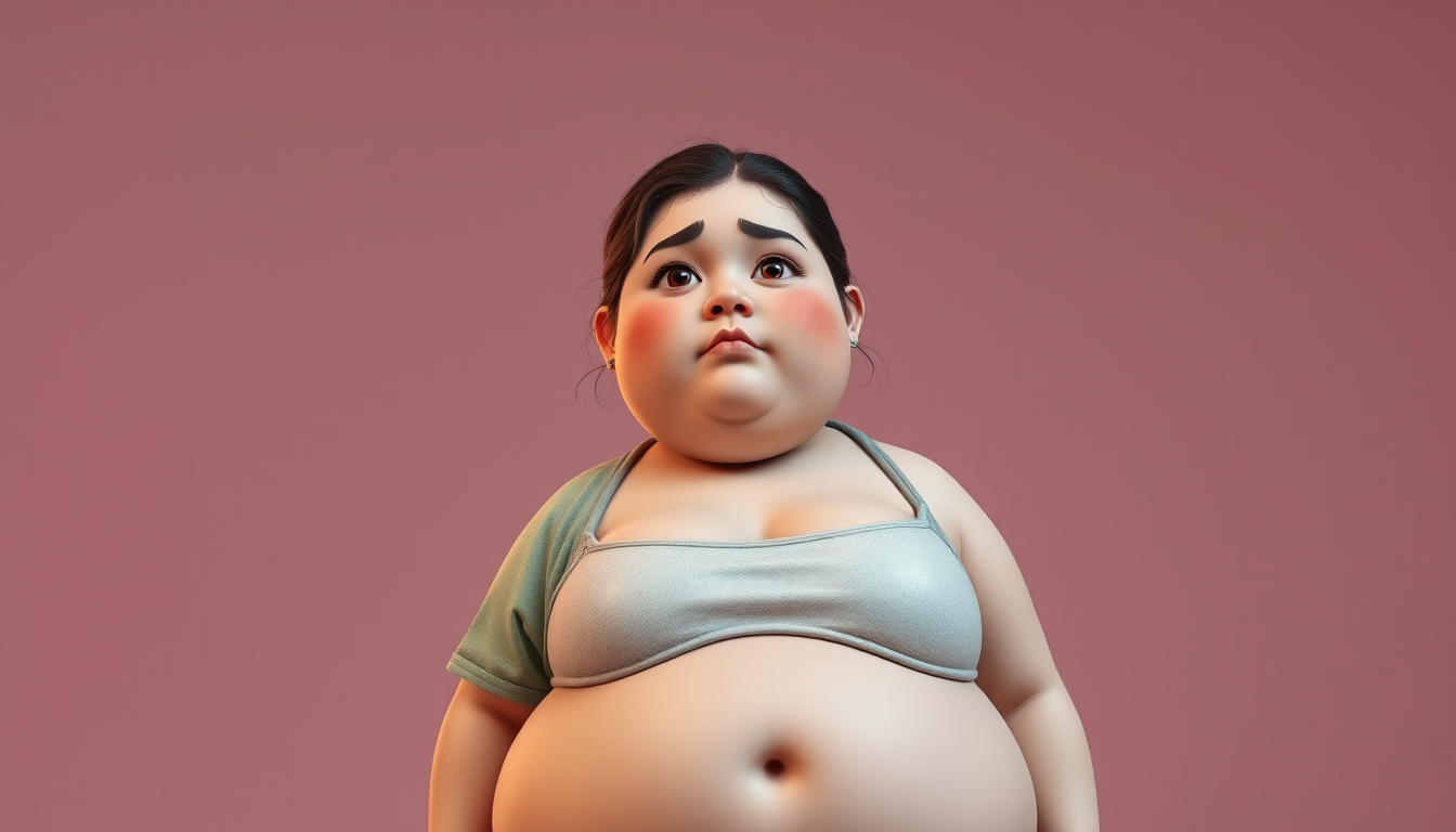 Main art studio: Generate very fat girl, and he has to have clothes , and she's supposed to be an adult and you can see her whole body, from the bottom to the top