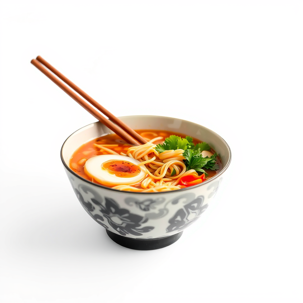 Main art studio: ramen bowl in a white backround