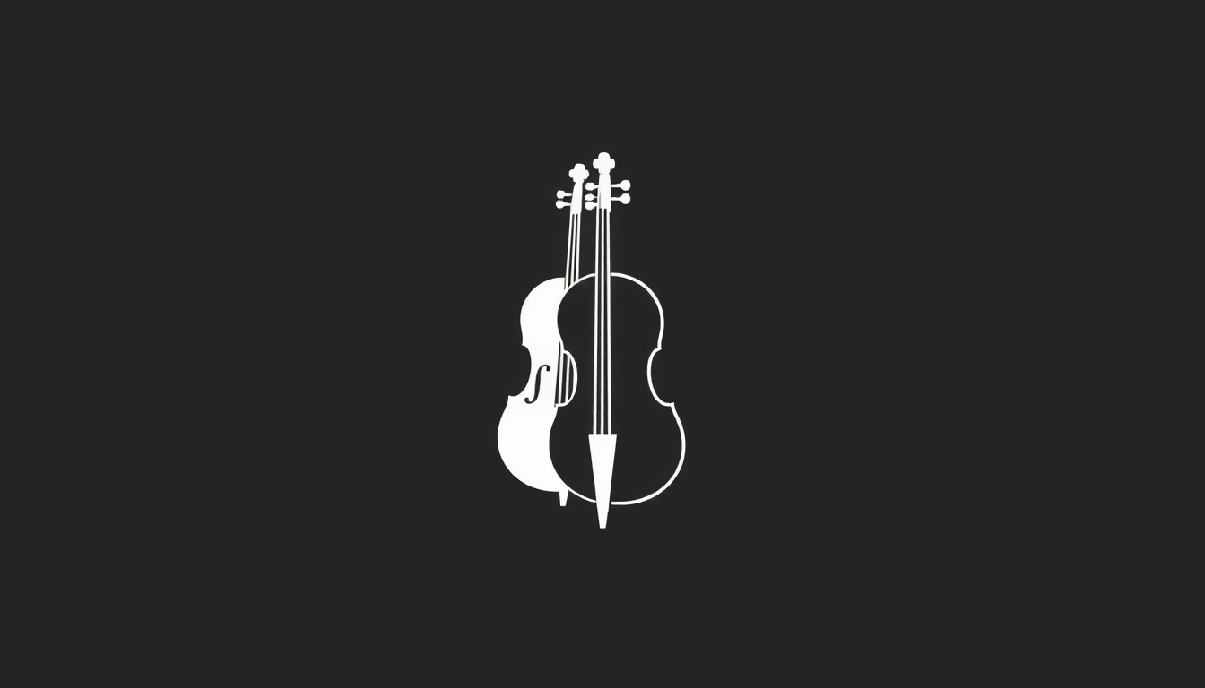 Logo idea: logo design, clean minimal mark, bold simple shapes, balanced composition, Die vier Instrumente eines streichquartetts, minimalistisch mit wenigen Ele