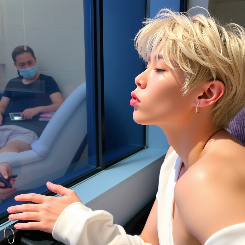 AI Art prompt example created from the prompt: Please create an image only of Jimin from BTS. Jimin should be blowing a kiss towards to me and he should look gorgeous nice and sexy. With 