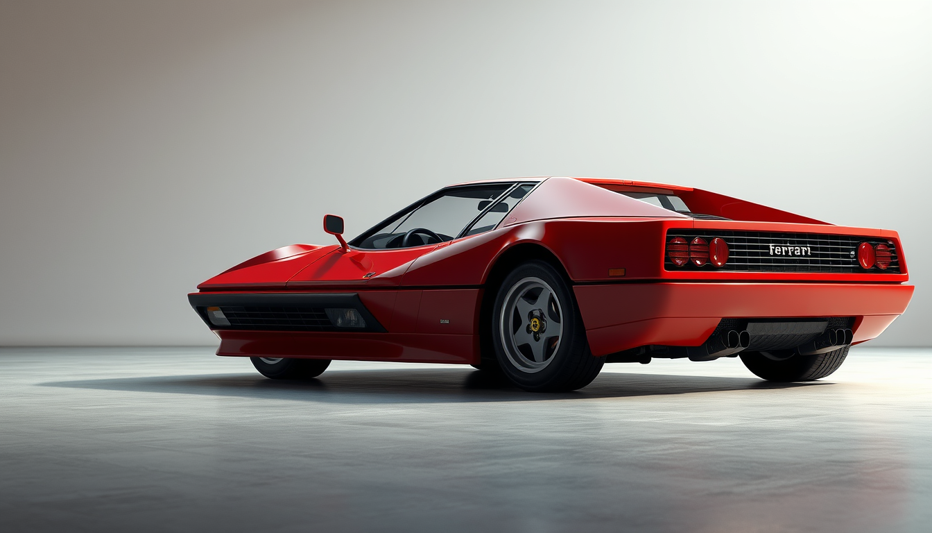 Realistic AI Image idea created from the prompt: photorealistic generated image, natural materials and skin texture, physically plausible lighting, 1986 ferrari testarossa , coherent depth,