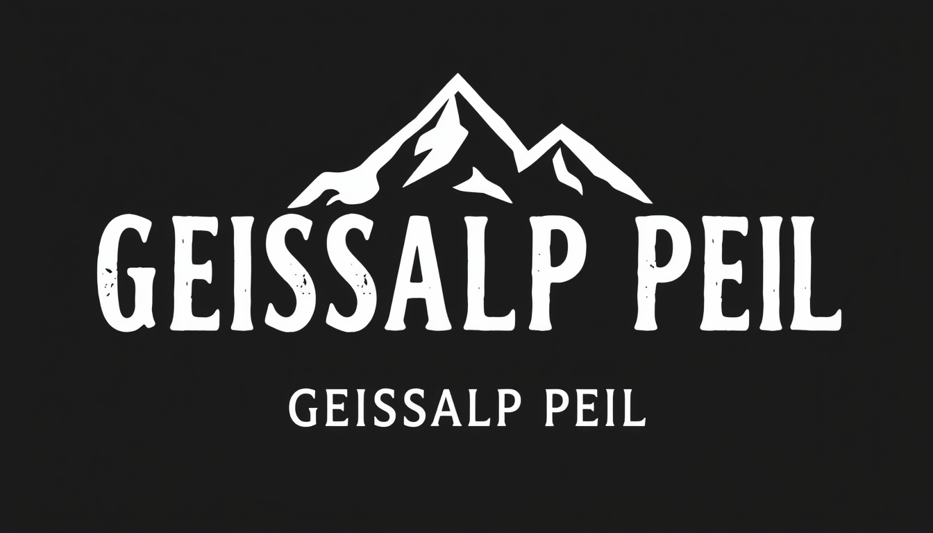 Logo idea: logo design, clean minimal mark, bold simple shapes, balanced composition, Logo „GEISSALP PEIL“. Urig, traditionell, ursprünglich und authentisch. Mar