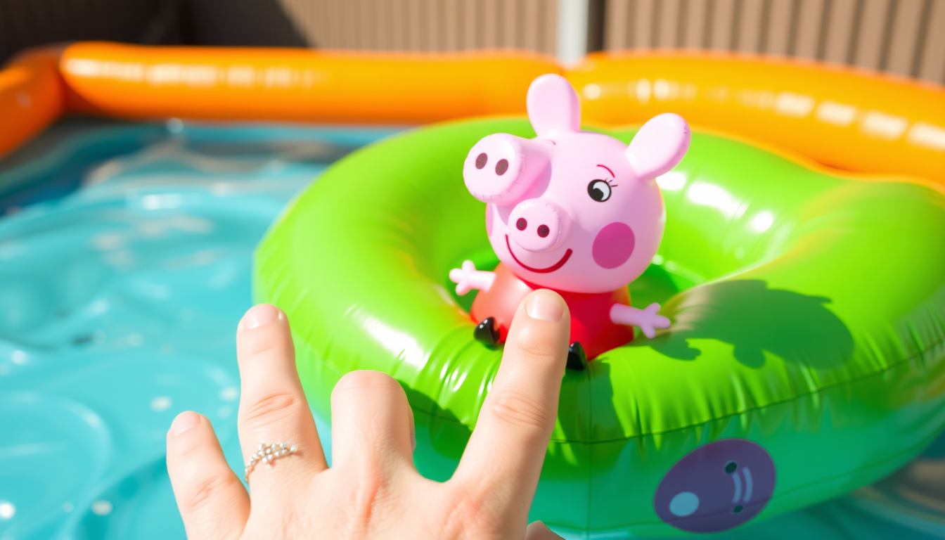 Main art studio: Inflatable Peppa Pig with quiet and snap your fingers.