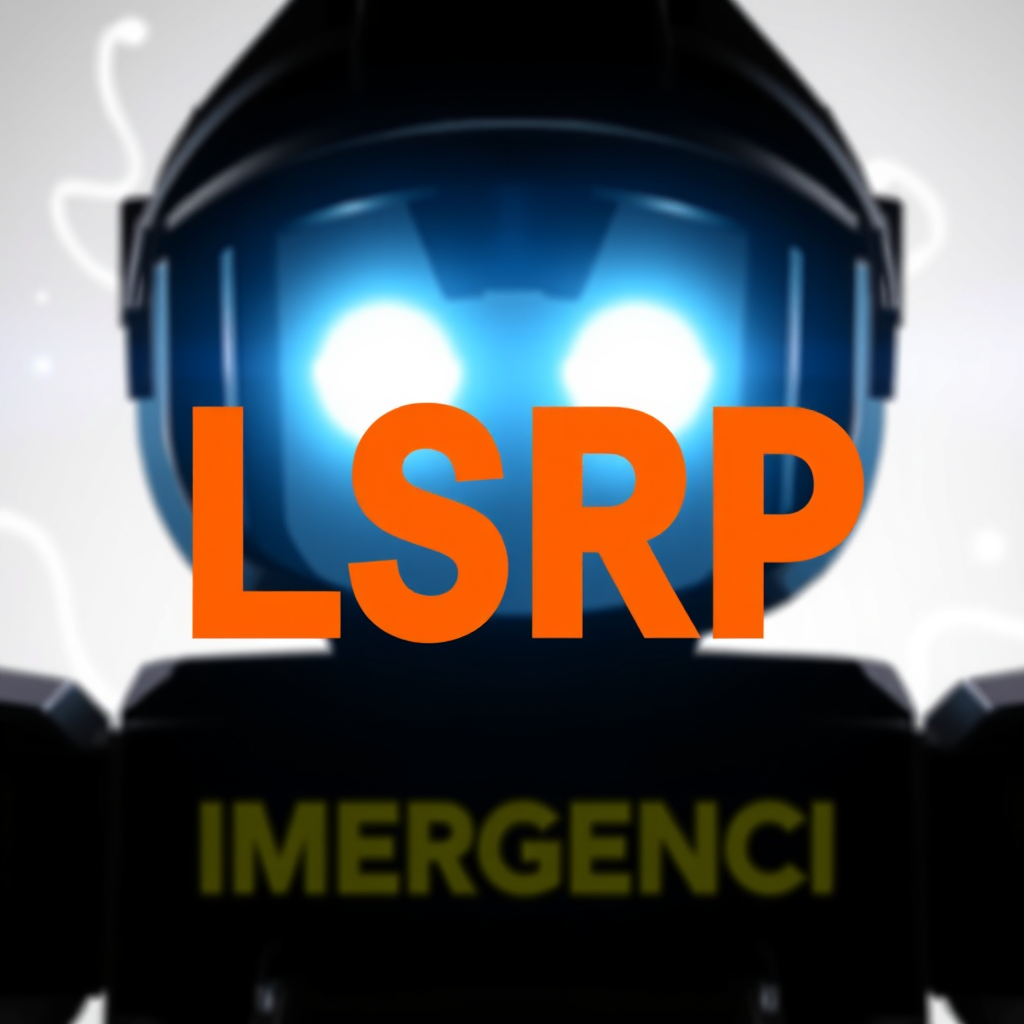 Main art studio: I'd like an image with the text "LSRP" on it in orange, and an "Emergency Response" (from Roblox) background.