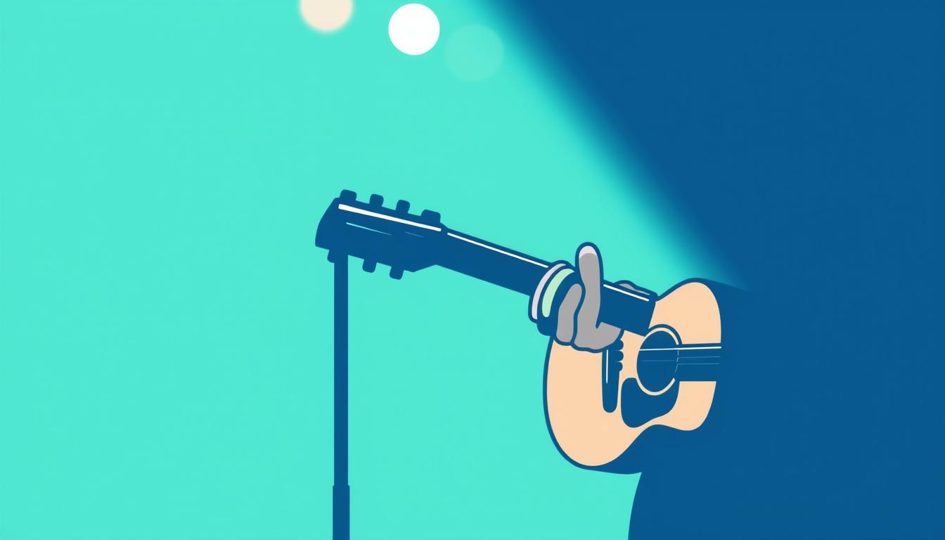 Main art studio: Make an instagram highlight icon with minimal lineart. I want three elements. Guitar, drawing and concerts. Art overall. Pastel colors. Mainly pacific