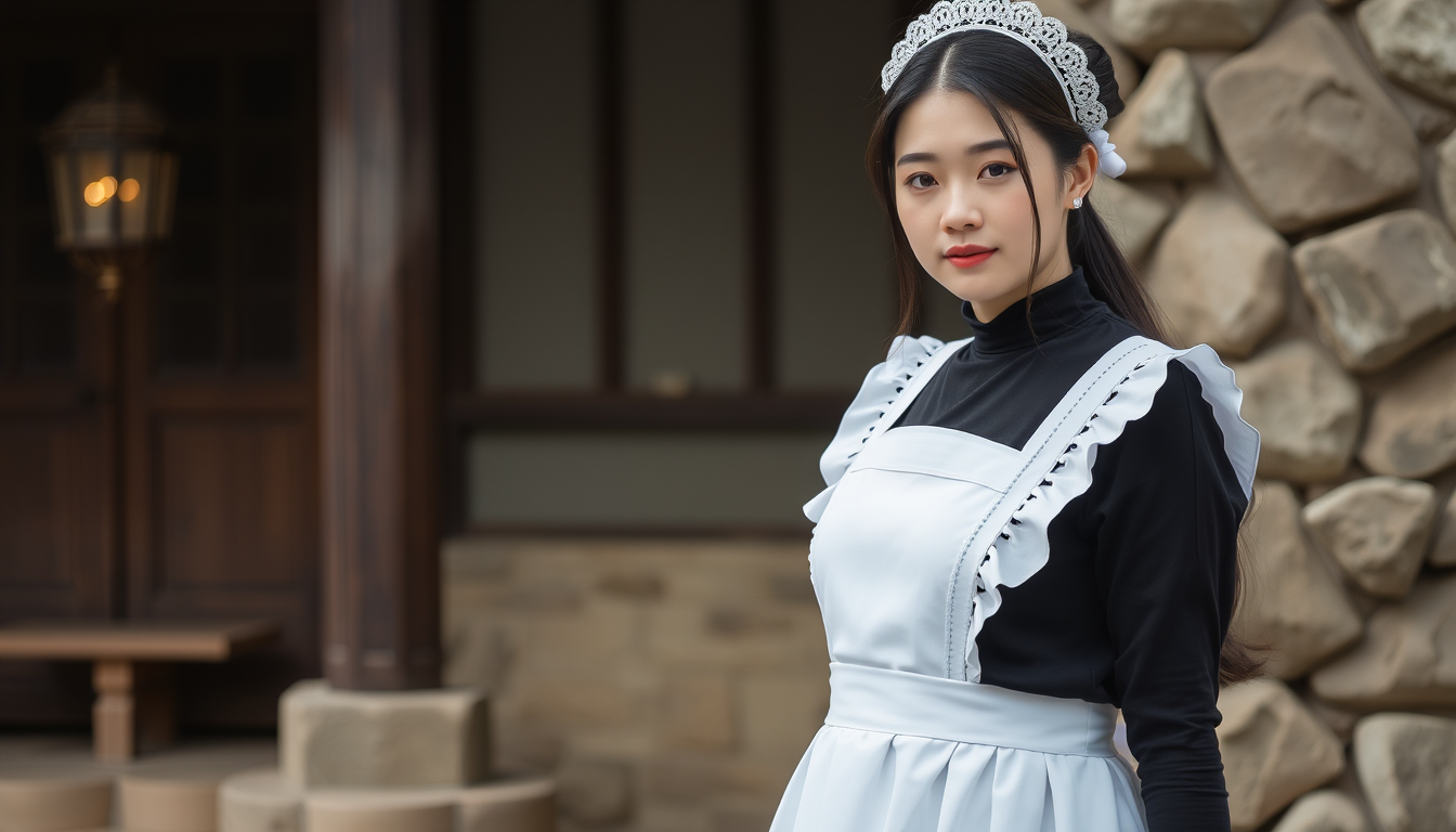 Main art studio: Wear black maid clothes korea girlis damseled