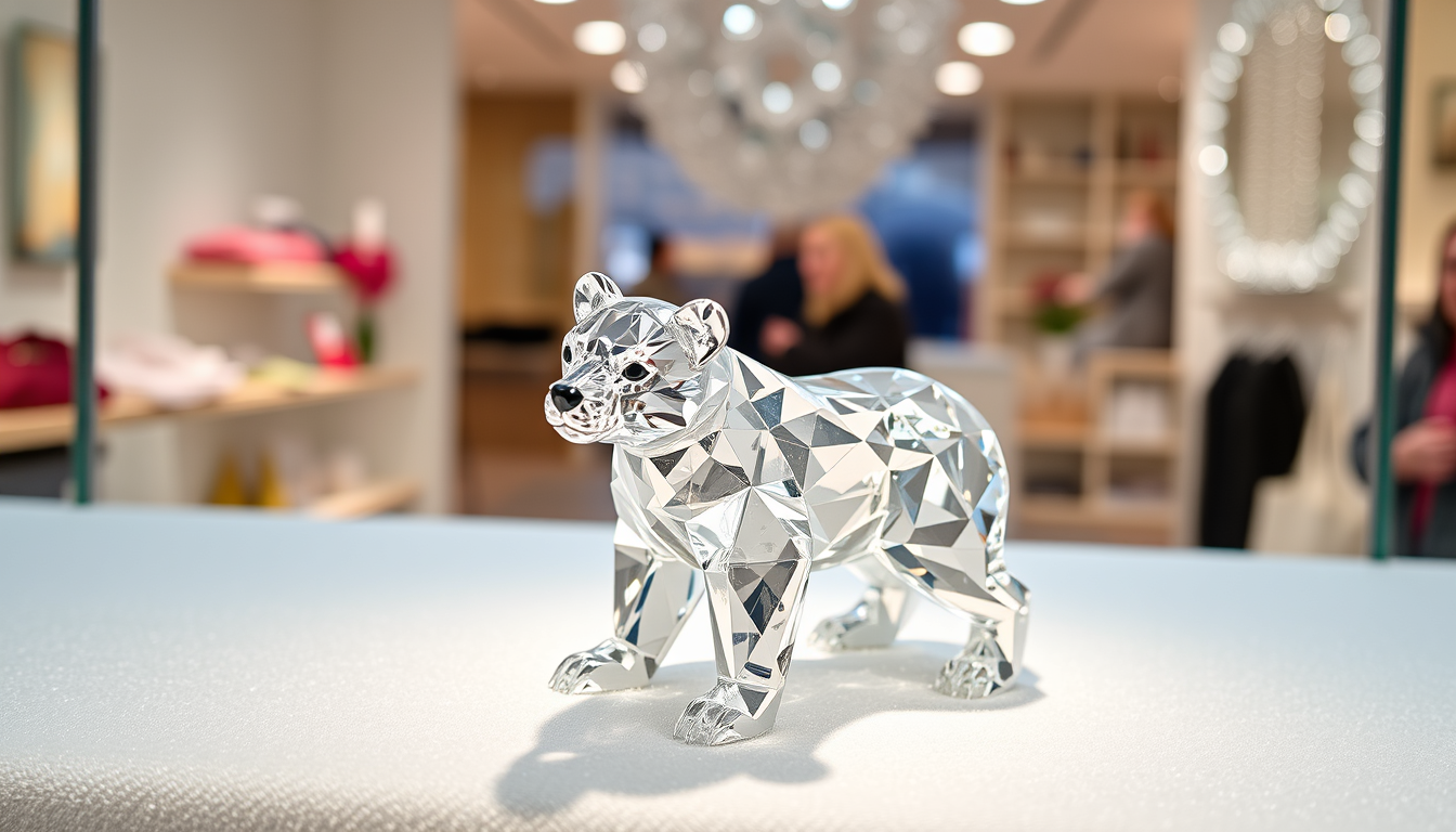 Main art studio: swarovski laden in österreich mit einem kristallbären in schwuler pose