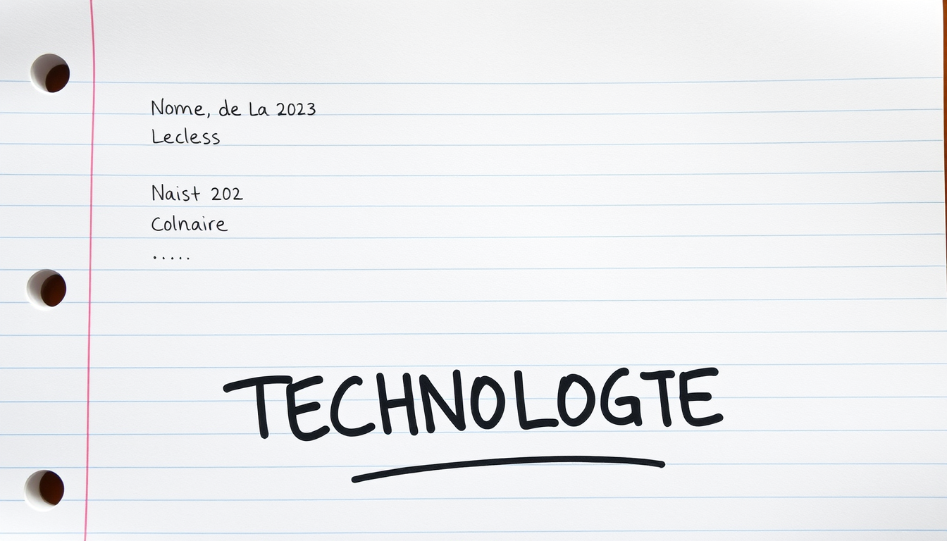 Main art studio: Page de garde pour mon cahier de technologie en collège. Il doit y avoir en haut un champs pour écrire à la main mon nom, mon prénom, ma classe En bas