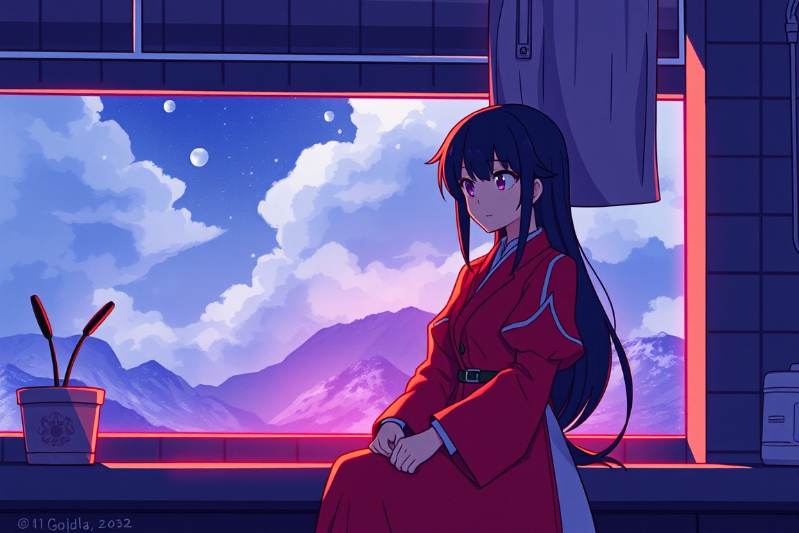 AI Art prompt example created from the prompt: i want you to turn gojo in to a girl the seen were toji and gojo were fhiting and put toji in to a girl too send as a vid dont change there