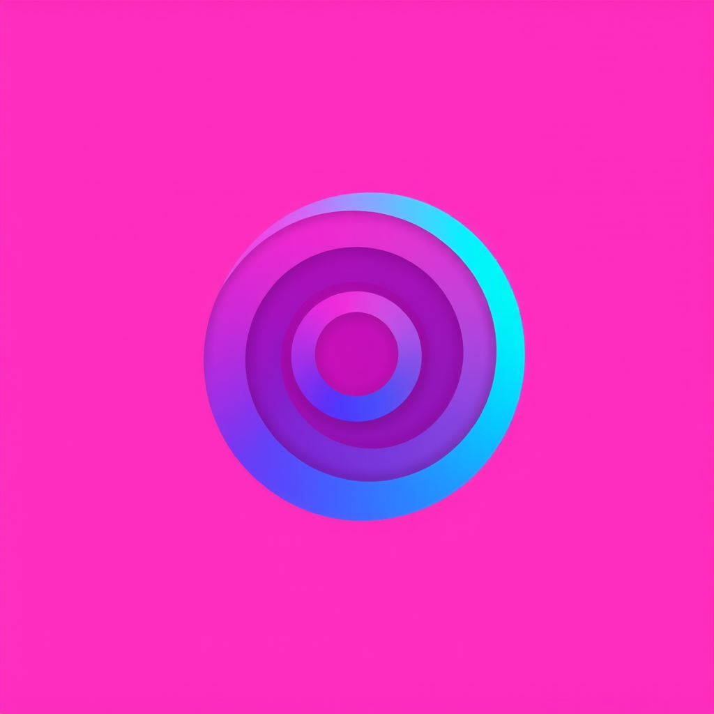 Icon idea: app icon, clean minimal symbol, bold simple shape, flat design, spirale mit farverlauf magenta nach blau farbtiefe maximal 24 bit , crisp icon on soli