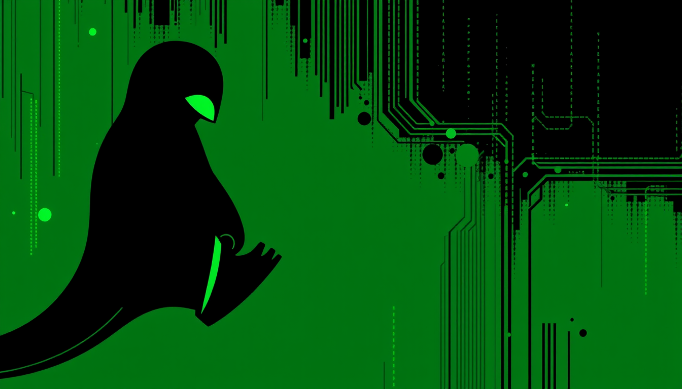 Main art studio: ansi art image abstract minimalist terminal hacking linux black green like flyer poster scifi