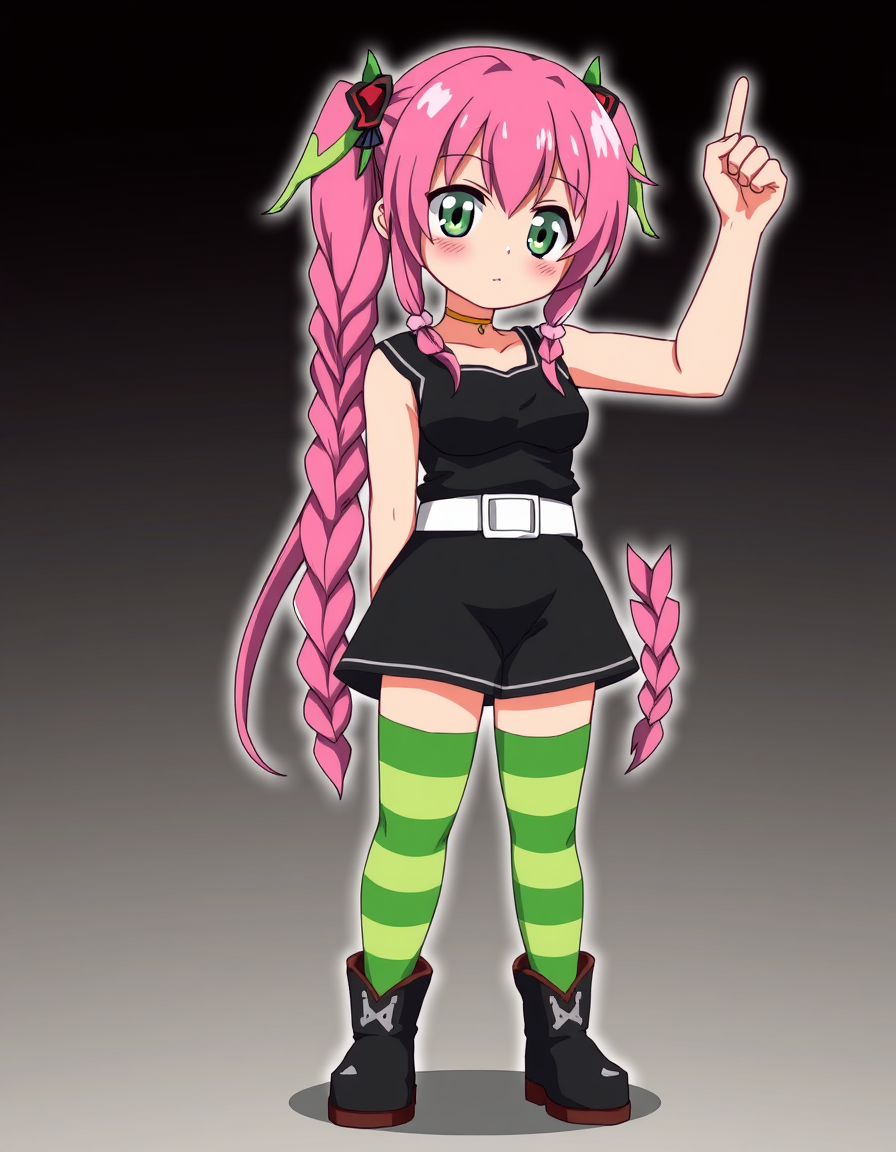 Anime idea: anime style, vibrant colors, expressive eyes, Exact Mitsuri Kanroji from Demon Slayer, faithful original anime design: long pink hair with lime-green 