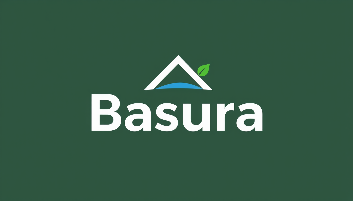 Logo idea: logo design, clean minimal mark, bold simple shapes, balanced composition, asem un logo de basura para una empresa ecologica y con tonos verdes y azul