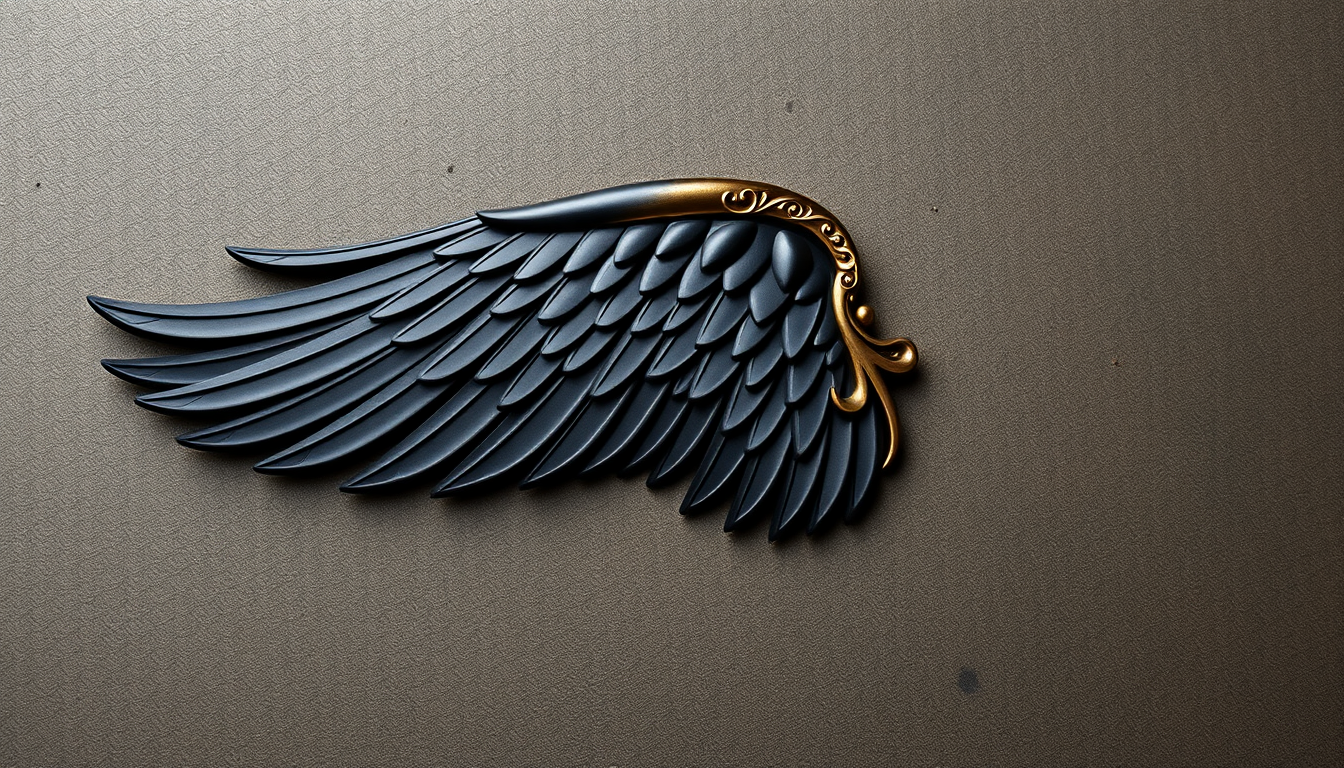 Main art studio: black wing, metalic black and gold