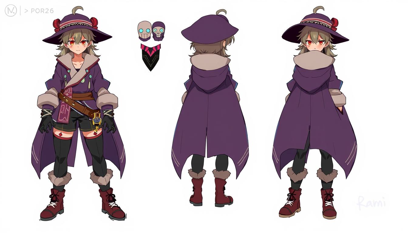 Character idea created from the prompt: original character design, detailed outfit and accessories, expressive personality, 女子、制服、ガーリー , character concept art illustration