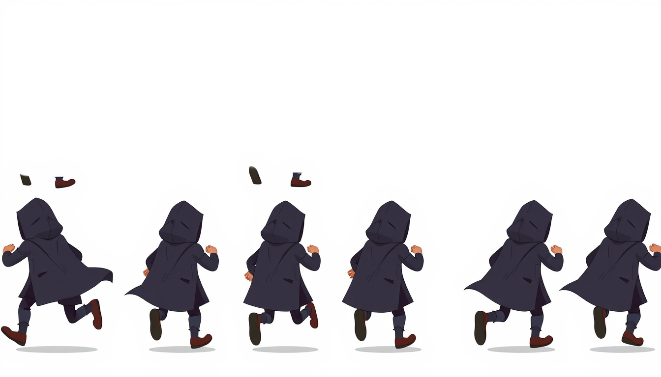 Sprite Sheet idea created from the prompt: a grid of animation frames sharing one character, scale, palette, and camera angle, deliberate composition, 8-frame side-view running animat