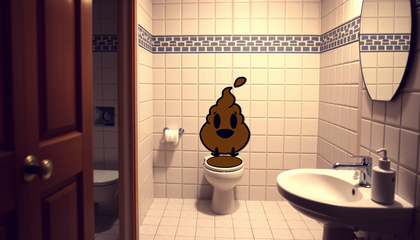 Main art studio: i want u to make a picture of poop talking while in the bathroom peeing