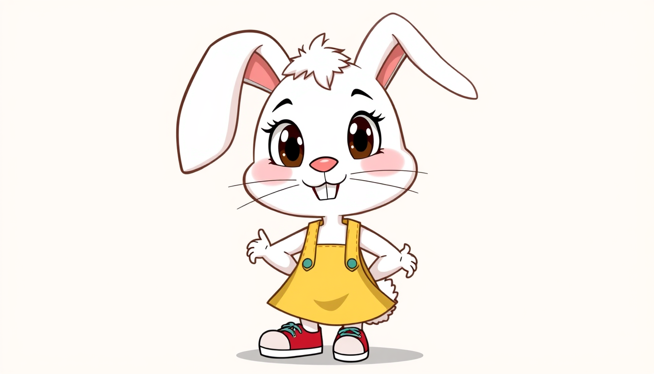 Characters idea: an original character defined by silhouette, role, outfit, palette, and expression, deliberate composition, Adorable original bunny girl named Mimi, 1