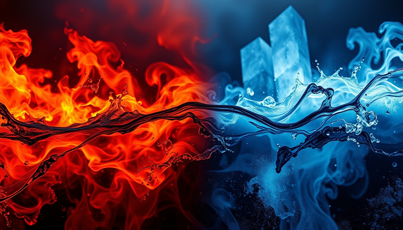 AI Art prompt example created from the prompt: Una sola entidad elemental nacida de la fusión total de fuego, agua, tierra y aire. No son cuatro partes separadas: es una única materia con