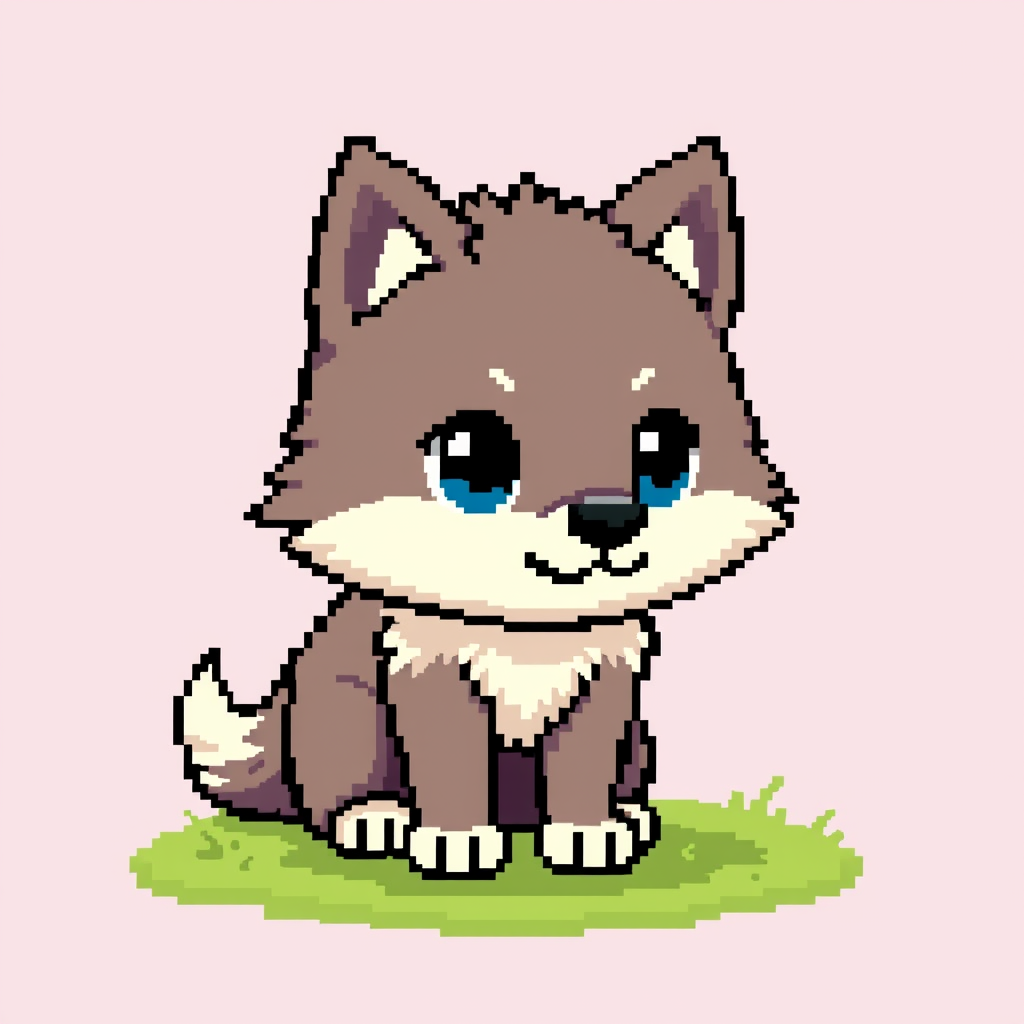 Sprite idea created from the prompt: pixel art game sprite, clean pixel grid, retro 16-bit palette, erstelle mir ein süßen kleinen wolf welpe aber nicht im Pixel stil , game-rea