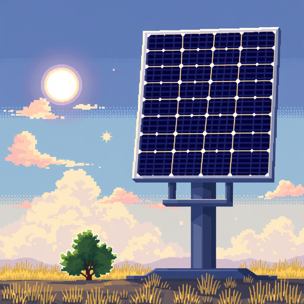 Main art studio: Solar panel pixelart showing the changing sky from a daycycle
