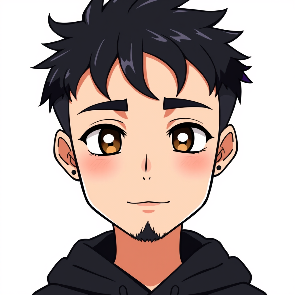 VTuber Avatar idea created from the prompt: vtuber avatar, anime style bust, expressive eyes, streaming overlay ready, Anime chibi portrait based on my uploaded photo. A 37-year-old ma