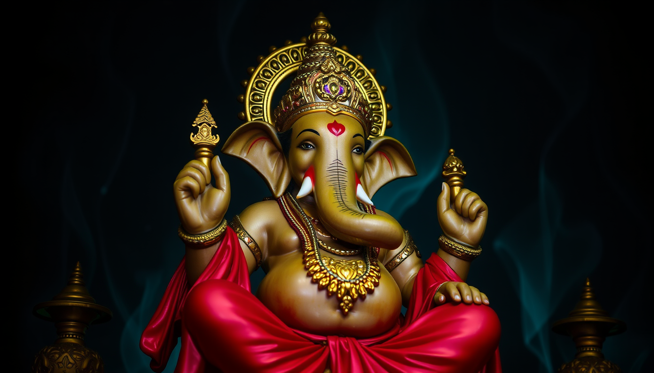 AI Art prompt example created from the prompt: Ganesh God