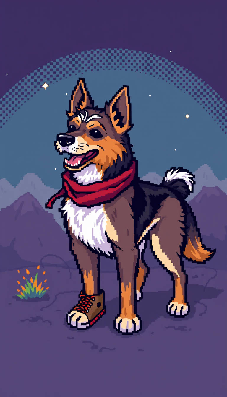Sprite idea created from the prompt: pixel art game sprite, clean pixel grid, retro 16-bit palette, un perro estilo wild ones parado en 2patas enojado estilo dibujo animado , ga