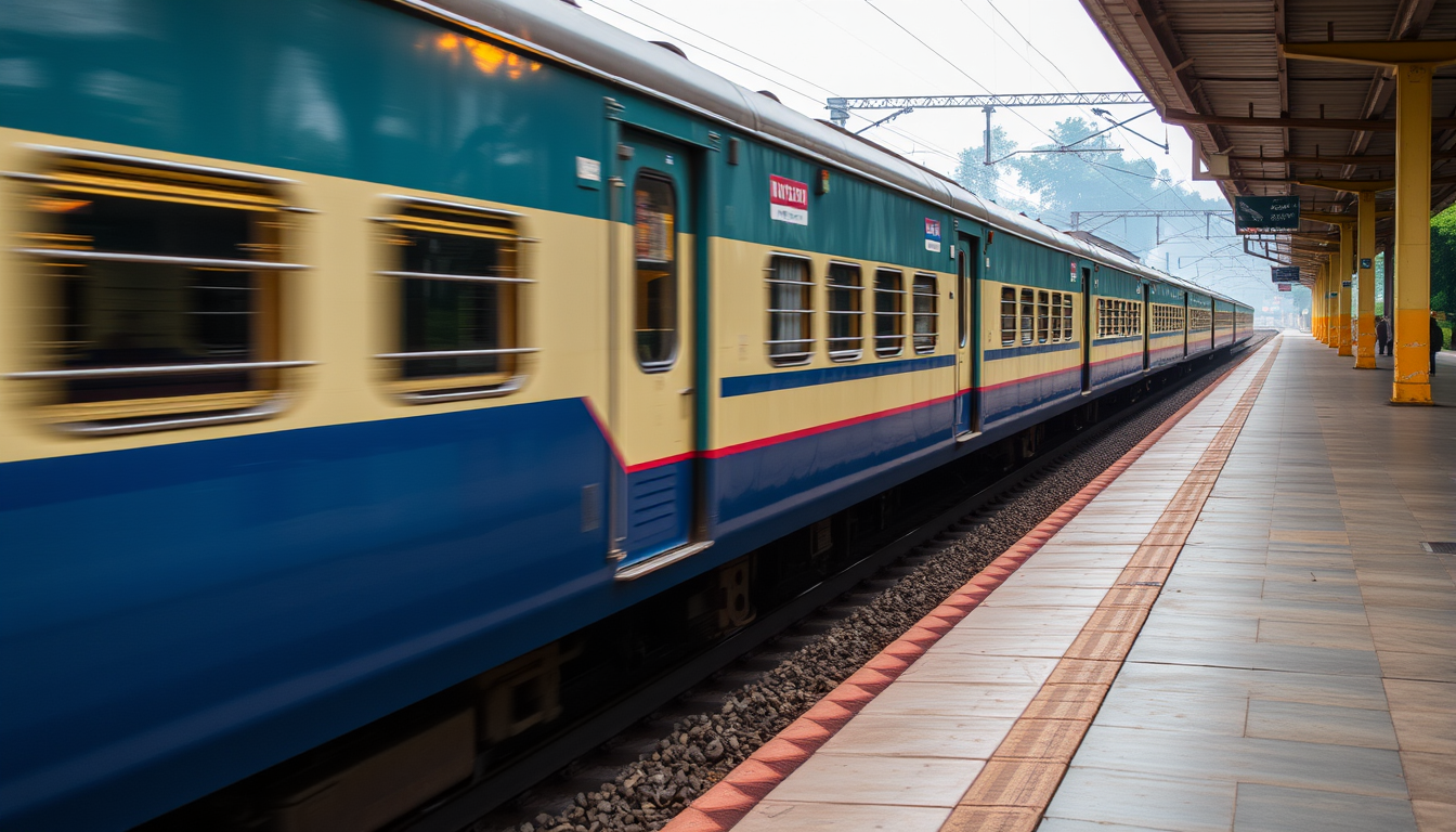 Main art studio: high speed running indian train
