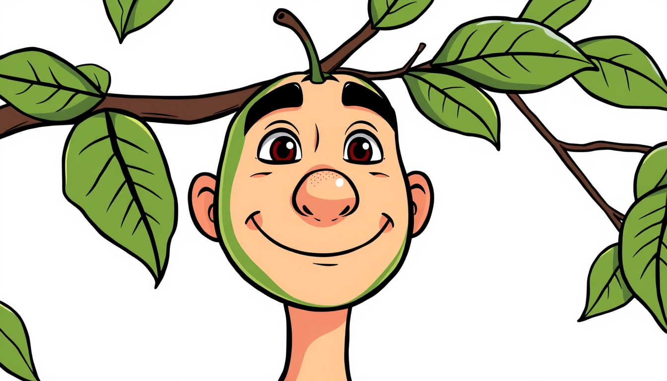 Photo To Cartoon idea: cartoon style portrait from the photo, bold outlines, flat shading, playful proportions, manzana verde en anime , clean cartoon illustration, recogniz