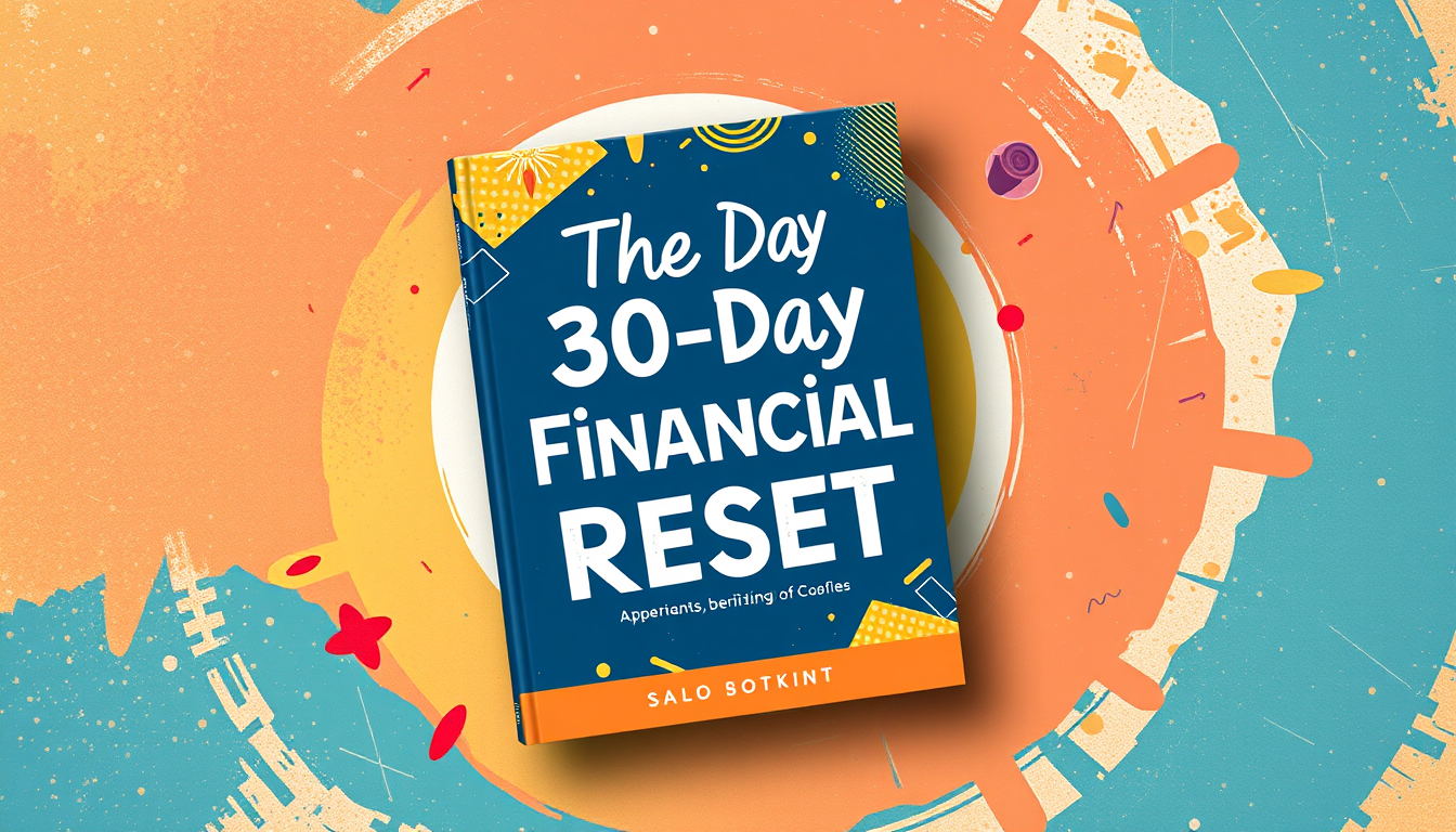 AI Art prompt example created from the prompt: create a spontaneous, exciting, but very informational design for “ The 30-Day Financial Reset.” on my cover for my product ebook. dont make