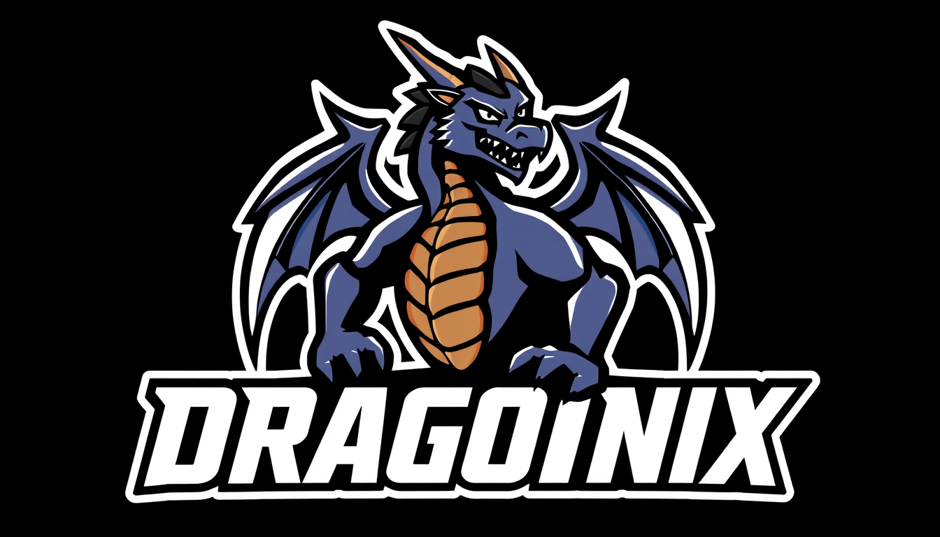 Main art studio: Professional Roblox gaming logo for "DRAGONIX". Powerful stylized dragon mascot, bold modern typography, sharp clean shapes, polished gaming/esports s