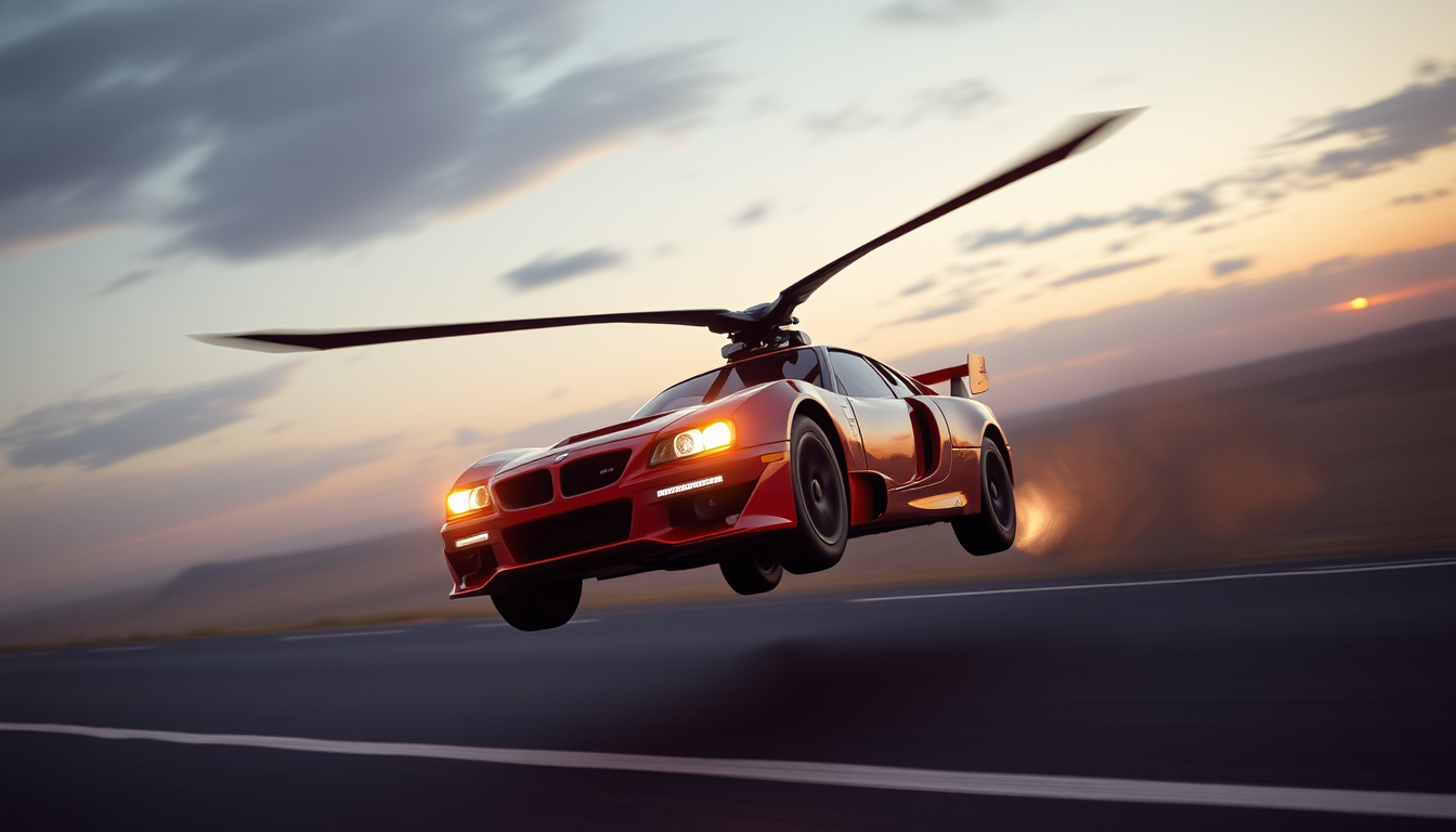 AI Art prompt example created from the prompt: a flying car