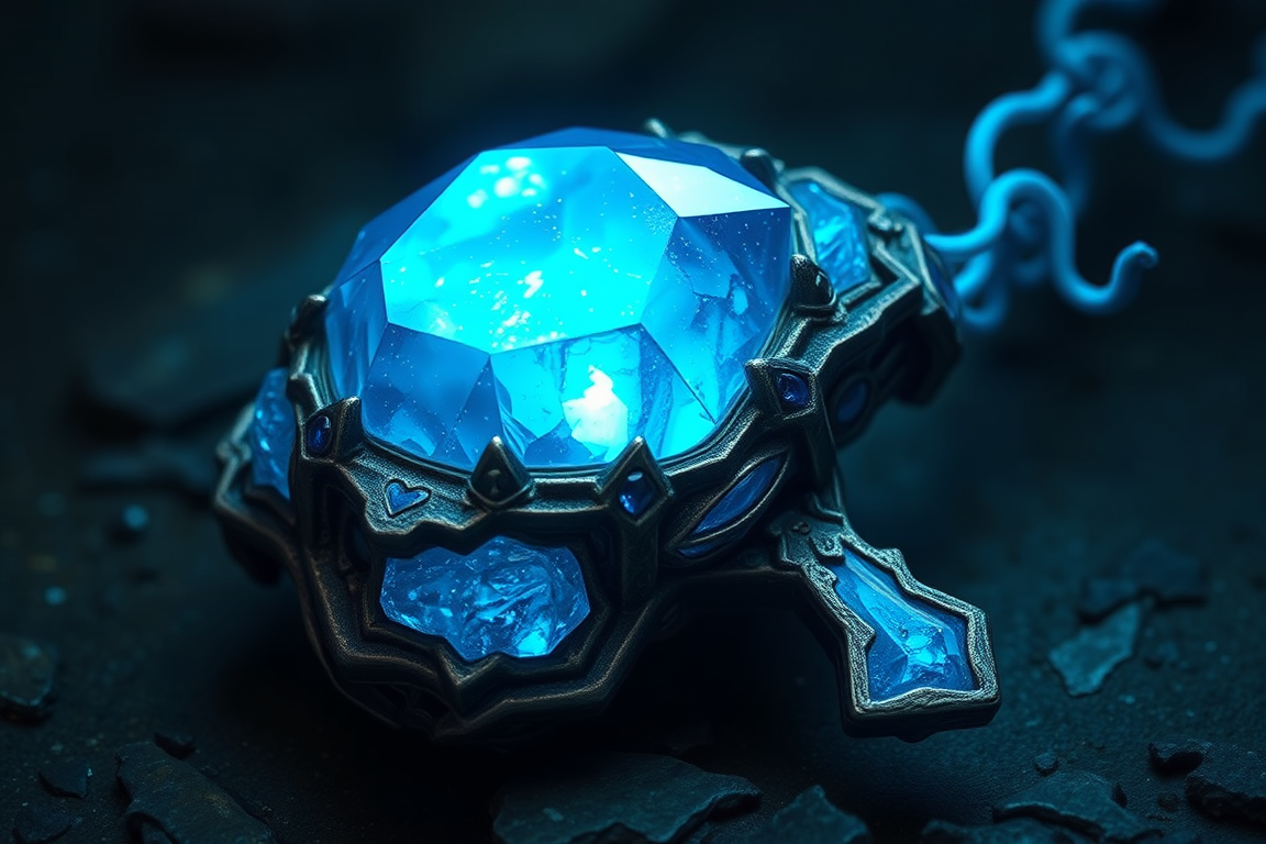 Main art studio: A mysterious blue gemstone forged by an ancient civilization. It pulses with a strange magical energy and is the only key capable of awakening the Hyd