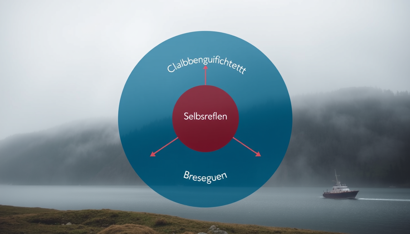 AI Art prompt example created from the prompt: Kannst du mir ein Bild erstellen mit den 3 aspekten, als kreis Glaubwürdigkeit Selbsreflexion Wertschätzung