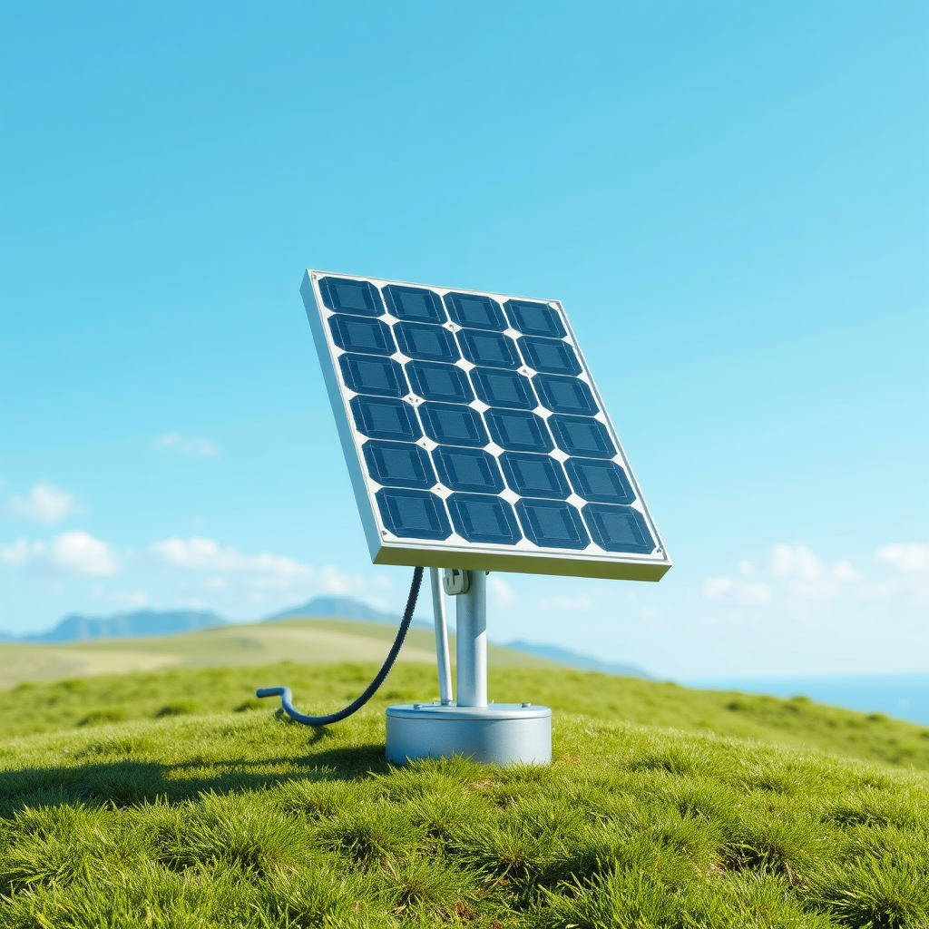 Main art studio: pixel art solar panel with metal base