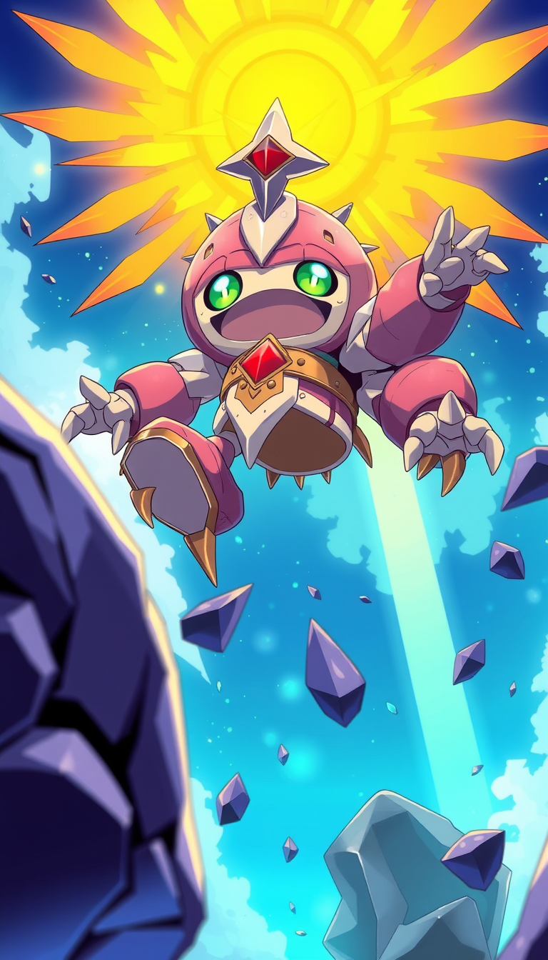 Anime idea created from the prompt: anime style, vibrant colors, expressive eyes, Seeds urchin paladin, cyborg, cephalothorax, view from below as the monster jumps down attacki