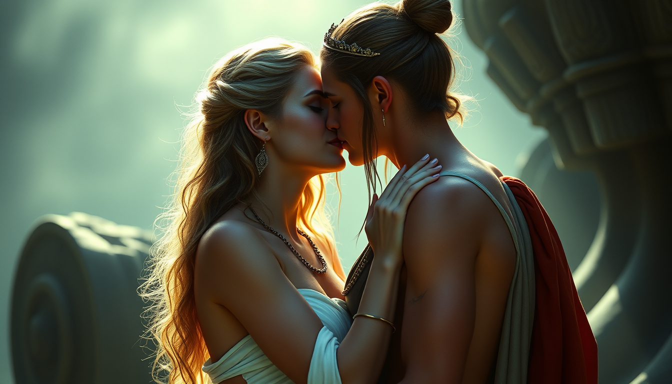 Main art studio: Create a stunning, detailed fantasy video of Aphrodite, Calypso, and Piper McLean from Percy Jackson and the Olympians but a lot hotter and make them 