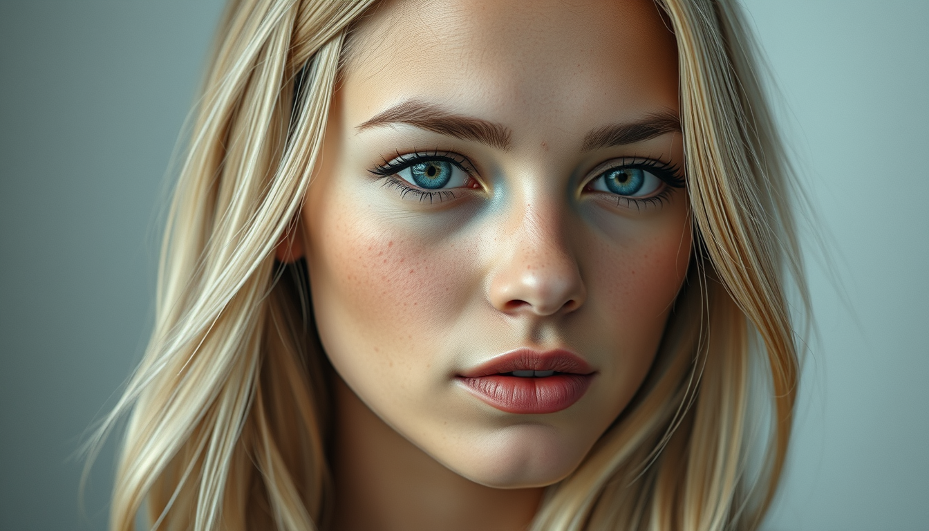 Realistic AI Image idea created from the prompt: photorealistic generated image, natural materials and skin texture, physically plausible lighting, I want a girl with blonde long hair and b
