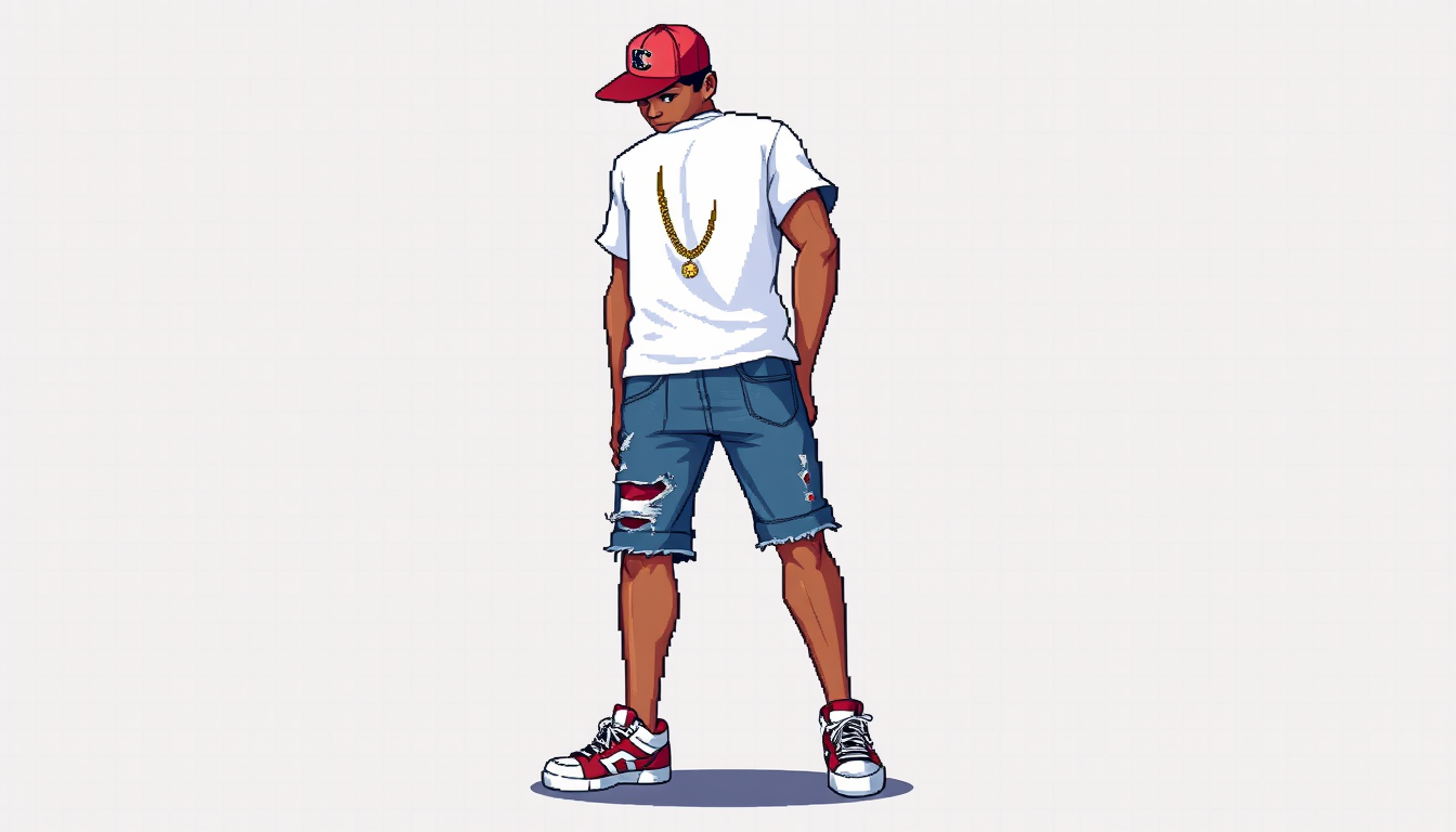 Sprite idea created from the prompt: pixel art game sprite, clean pixel grid, retro 16-bit palette, 16-bit pixel art, full-body Dominican street character, entire body visible f