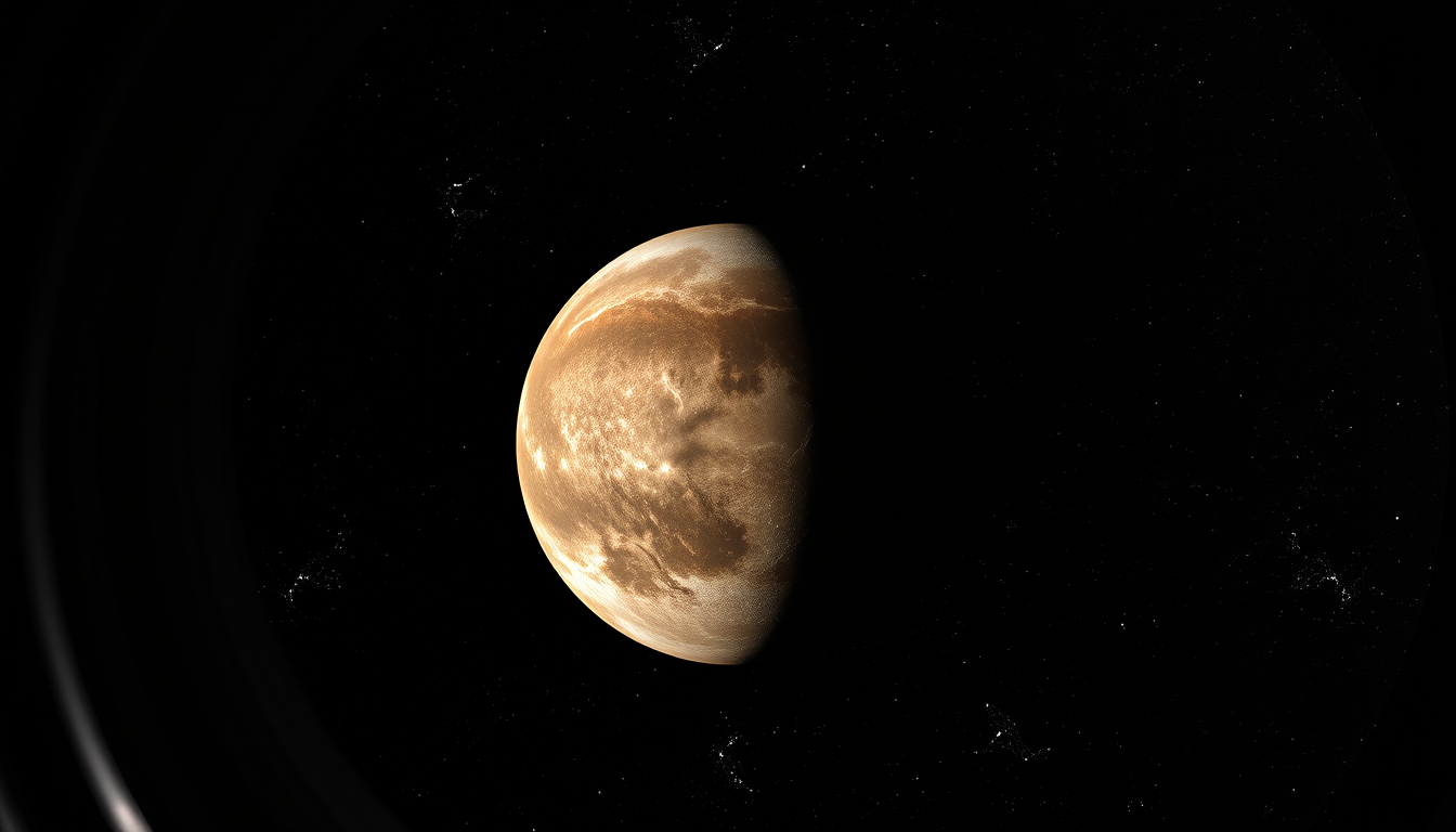 Main art studio: dry earth planet from telescope
