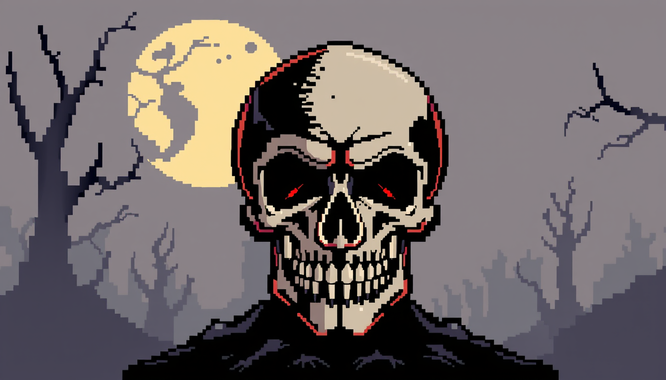 Main art studio: génère une tete de mort en pixel art 16 pixel x 16 pixel il faut que ce soit plus simple genre vraiment la c'est trop compliqué je demande juste une t